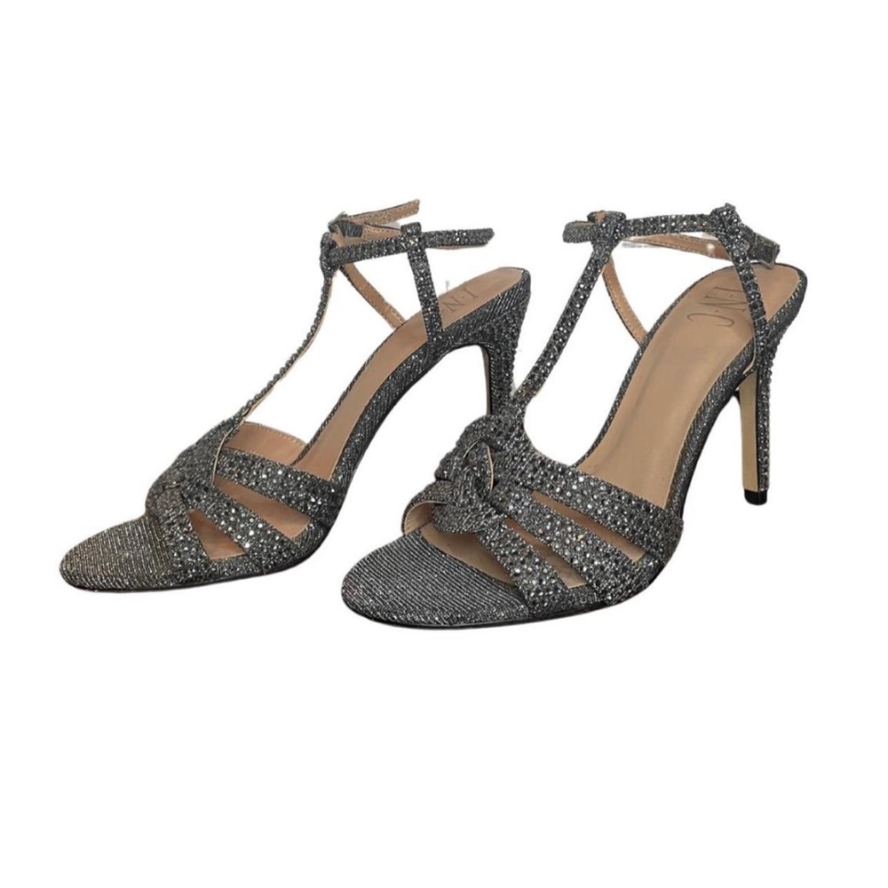 Silver Sparkly Open-toed Strappy Heels 👠